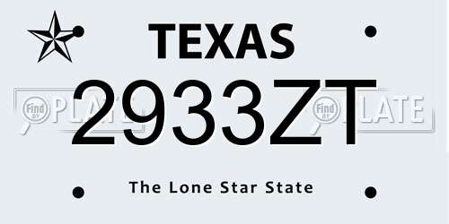 2933ZT Texas License Plate