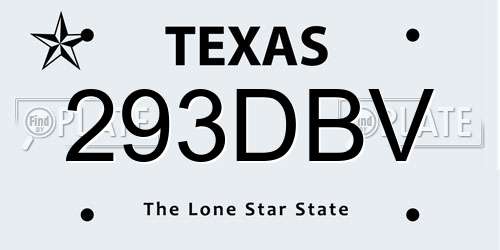 293DBV Texas License Plate