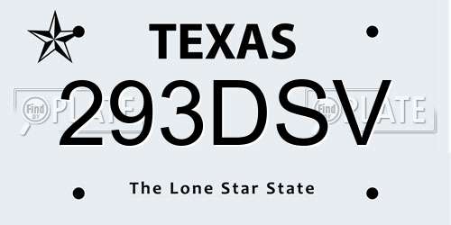 293DSV Texas License Plate