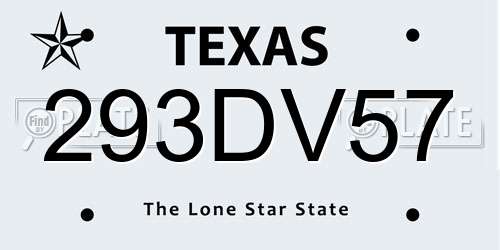 293DV57 Texas License Plate
