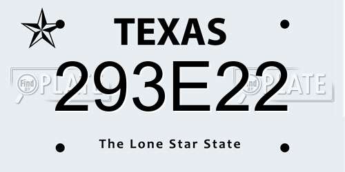 293E22 Texas License Plate