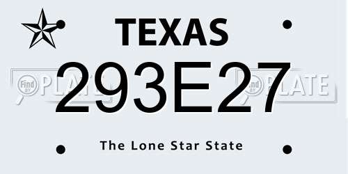 293E27 Texas License Plate