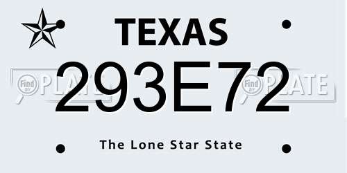 293E72 Texas License Plate
