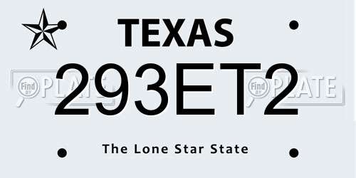 293ET2 Texas License Plate