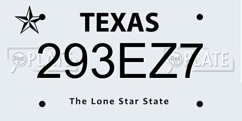 293EZ7 Texas License Plate