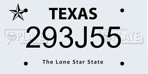 293J55 Texas License Plate