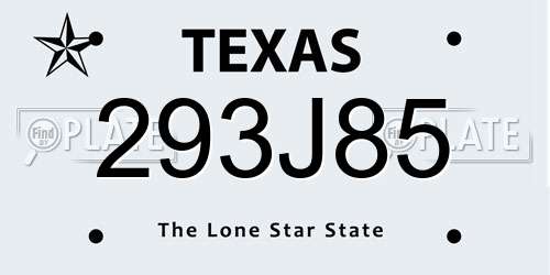 293J85 Texas License Plate
