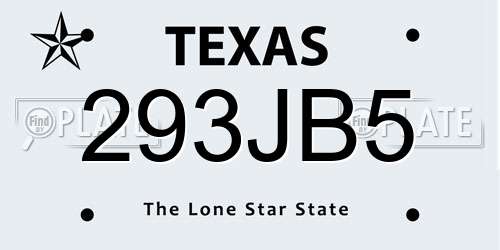 293JB5 Texas License Plate