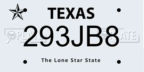 293JB8 Texas License Plate