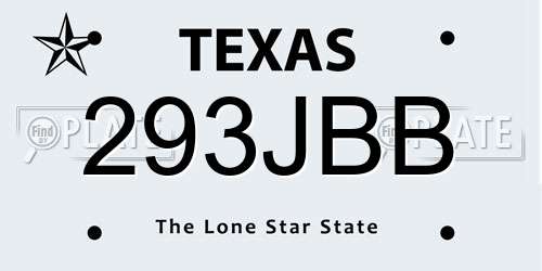 293JBB Texas License Plate