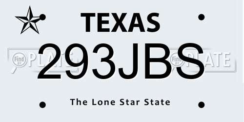 293JBS Texas License Plate
