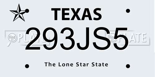 293JS5 Texas License Plate