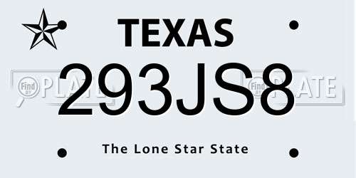 293JS8 Texas License Plate