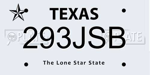 293JSB Texas License Plate