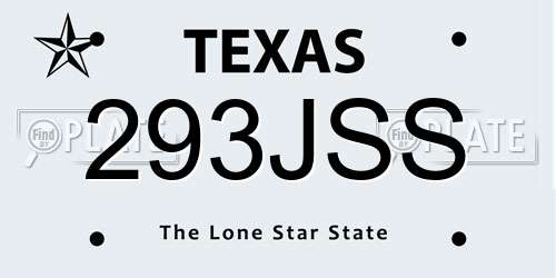 293JSS Texas License Plate