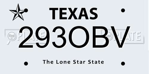 293OBV Texas License Plate