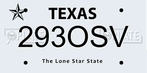 293OSV Texas License Plate