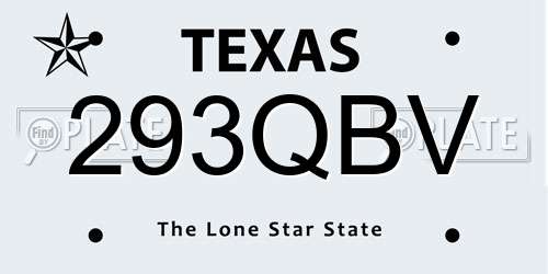 293QBV Texas License Plate