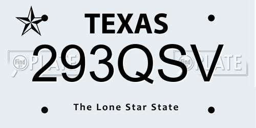 293QSV Texas License Plate