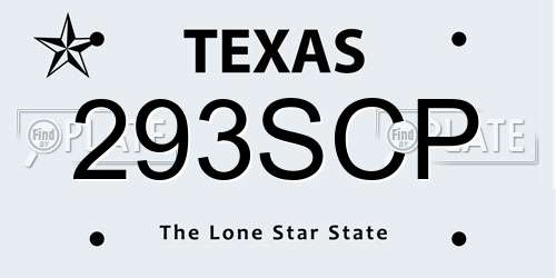 293SCP Texas License Plate