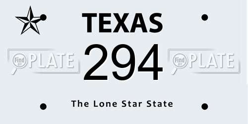 294 Texas License Plate
