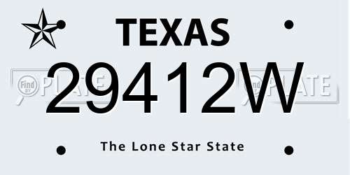 29412W Texas License Plate