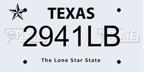 2941LB Texas License Plate