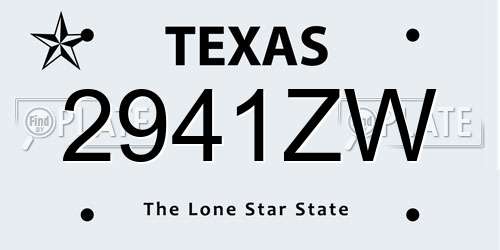 2941ZW Texas License Plate