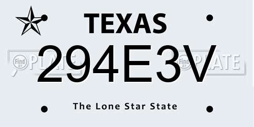 294E3V Texas License Plate