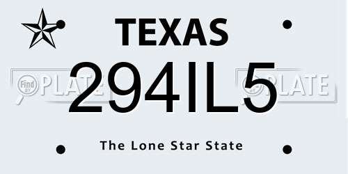 294IL5 Texas License Plate