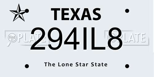 294IL8 Texas License Plate