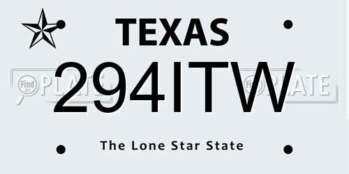 294ITW Texas License Plate