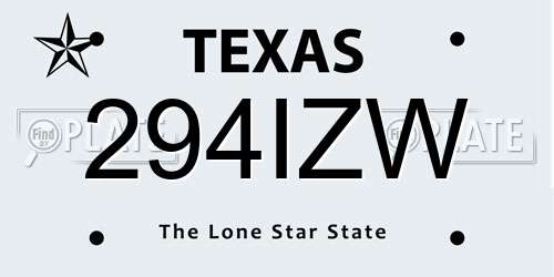 294IZW Texas License Plate