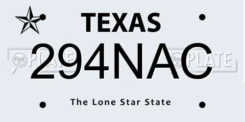 294NAC Texas License Plate