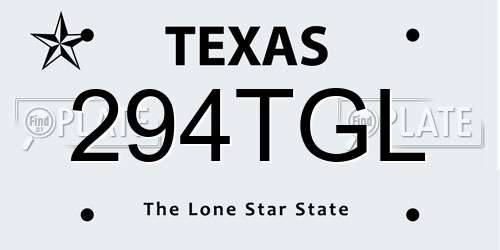 294TGL Texas License Plate