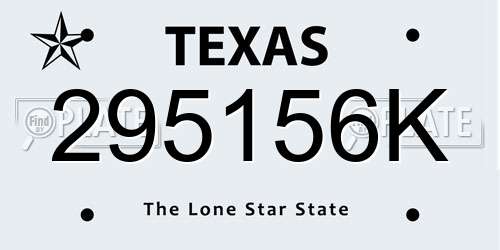 295156K Texas License Plate