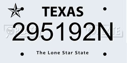 295192N Texas License Plate