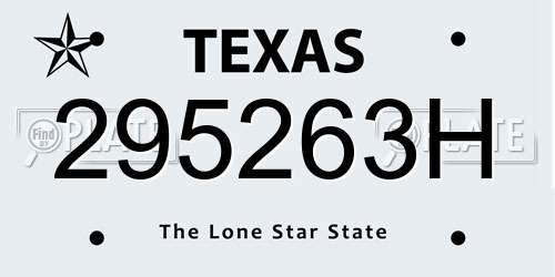 295263H Texas License Plate