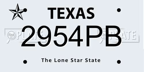 2954PB Texas License Plate
