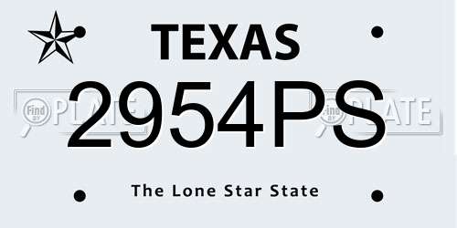 2954PS Texas License Plate