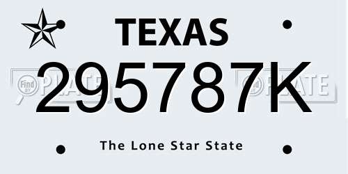 295787K Texas License Plate