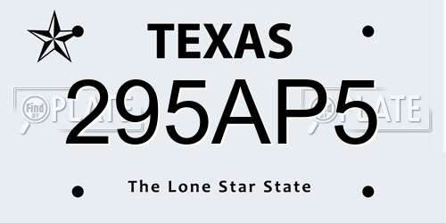 295AP5 Texas License Plate