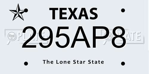 295AP8 Texas License Plate