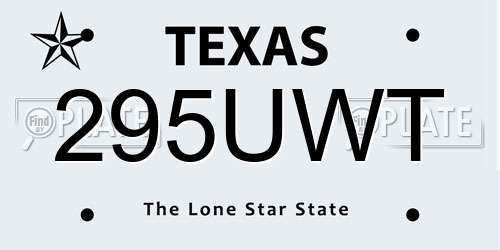 295UWT Texas License Plate