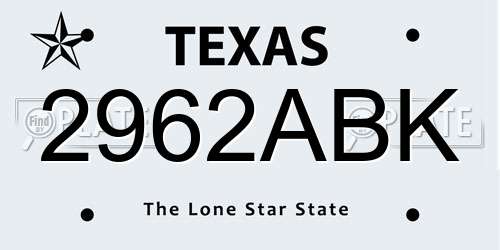 2962ABK Texas License Plate