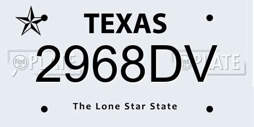 2968DV Texas License Plate