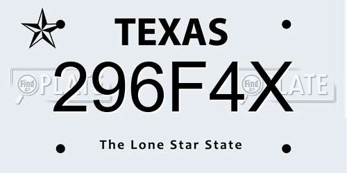 296F4X Texas License Plate