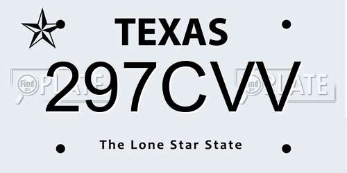 297CVV Texas License Plate