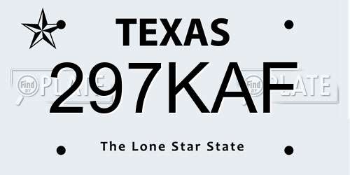 297KAF Texas License Plate