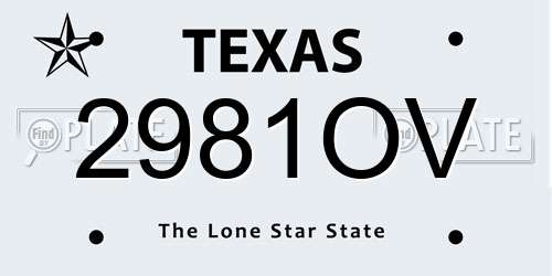 2981OV Texas License Plate